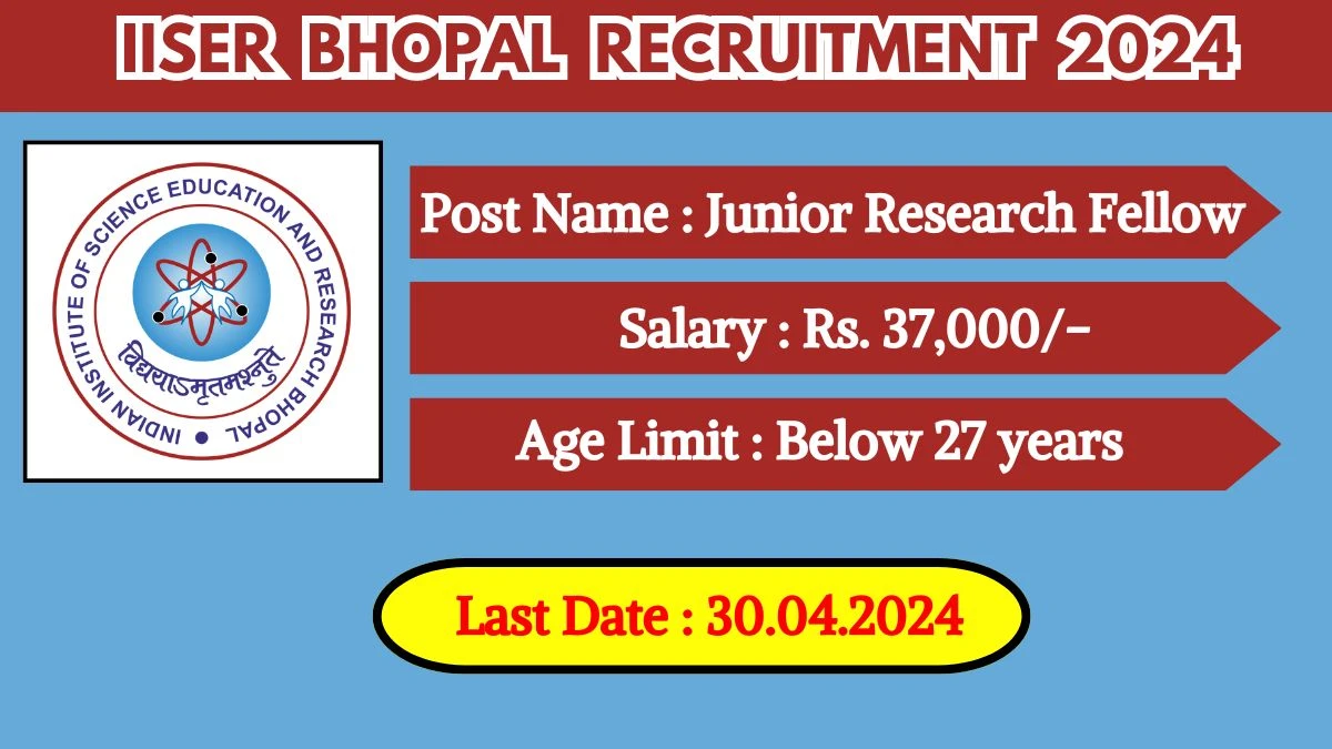 IISER Bhopal Recruitment 2024 Check Post, Age Limit, Qualification, Salary And How To Apply