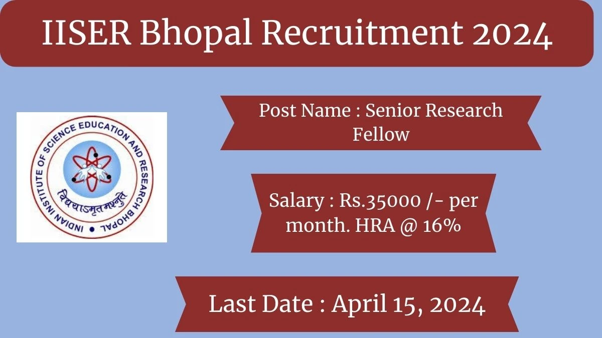 IISER Bhopal Recruitment 2024 Check Posts, Salary, Qualification, Age Limit And How To Apply