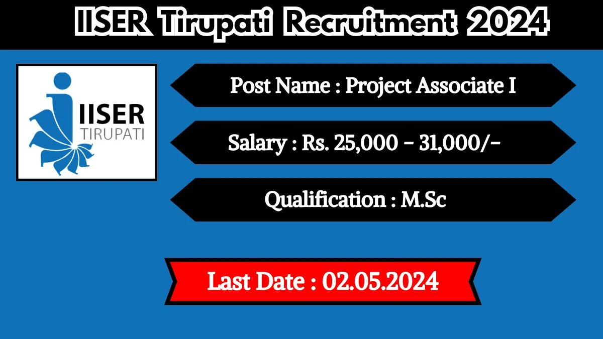 IISER Tirupati Recruitment 2024 Monthly Salary Up To 31,000, Check Posts, Vacancies, Qualification, Age, Selection Process and How To Apply