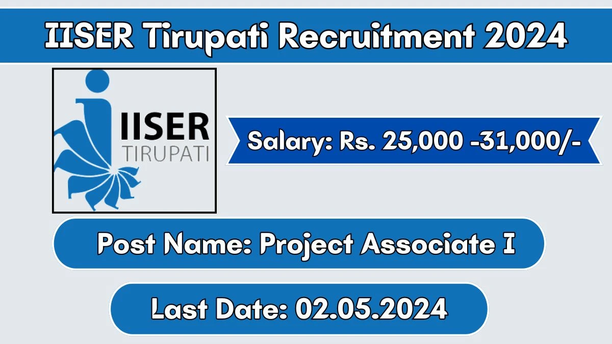 IISER Tirupati Recruitment 2024 Monthly Salary Up To 31,000, Check Posts, Vacancies, Qualification, Age, Selection Process and How To Apply