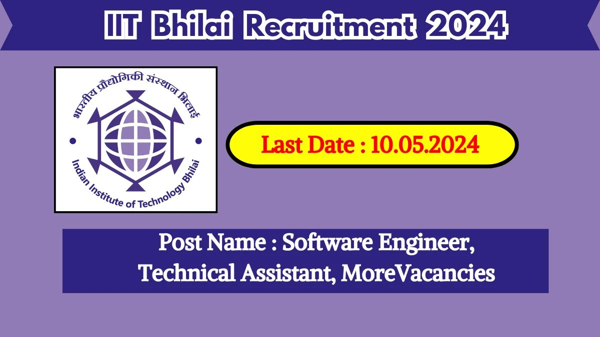 IIT Bhilai Recruitment 2024 - Latest Software Engineer, Technical Assistant, More Vacancies on 26 April 2024