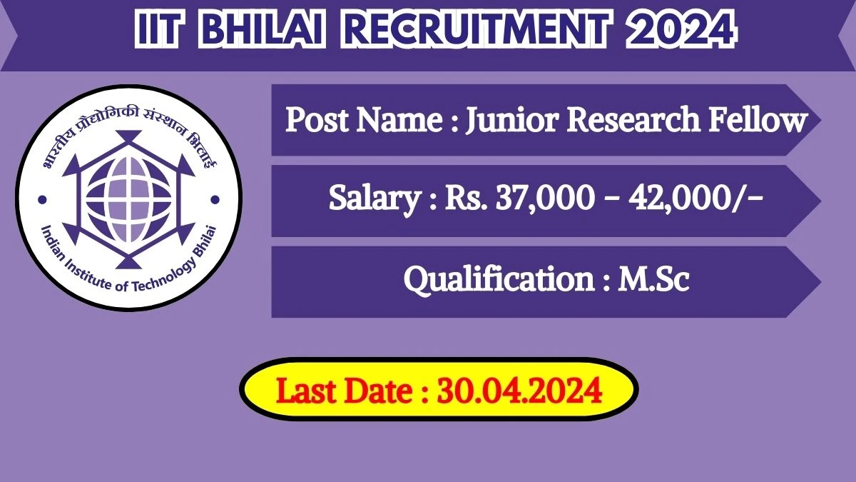 IIT Bhilai Recruitment 2024 New Notification Out, Check Post, Vacancies, Salary, Qualification, Age Limit and How to Apply