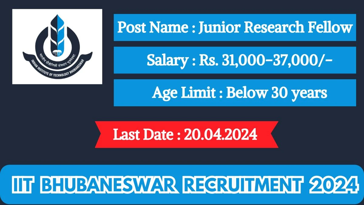 IIT Bhubaneswar Recruitment 2024 Check Post, Age Limit, Qualification, Salary And Selection Process