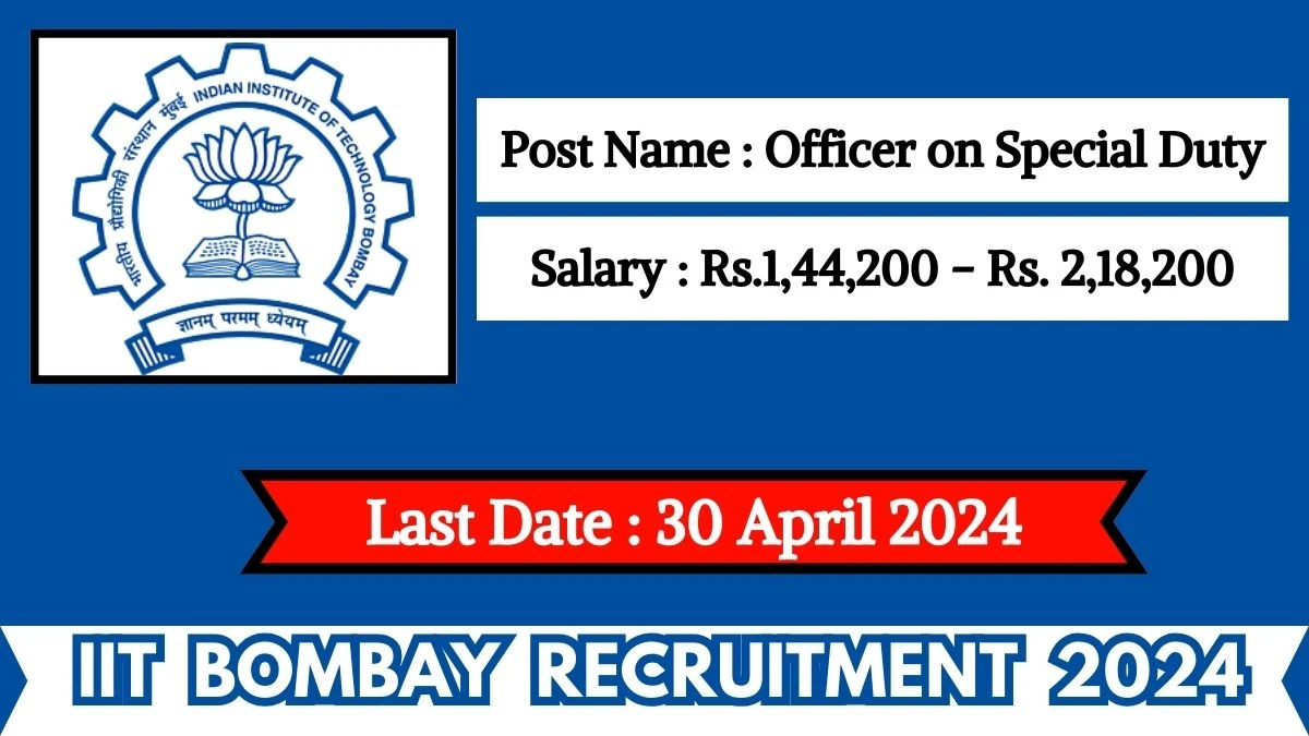 IIT Bombay Recruitment 2024 Notification Out For 01 Vacancy, Check Posts, Qualification, Monthly Salary, And Other Details