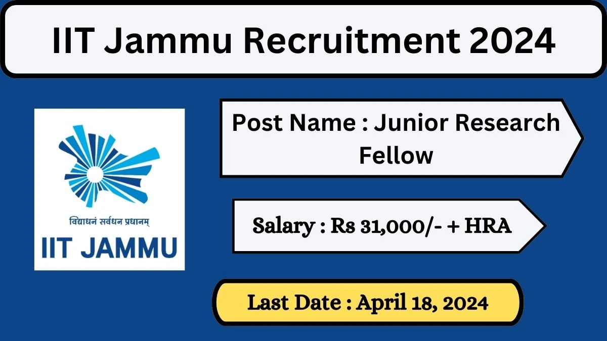 IIT Jammu Recruitment 2024 Check Posts, Salary, Qualification, Age Limit, Selection Process And How To Apply