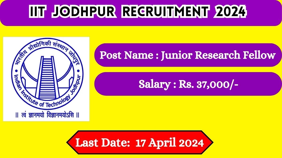 IIT Jodhpur Recruitment 2024: Check Post, Qualification, Salary And Applying Procedure