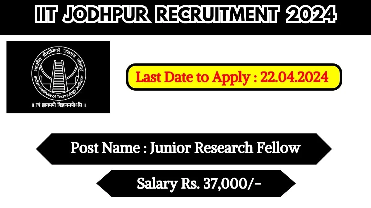 IIT Jodhpur Recruitment 2024 Check Post, Salary, Age, Qualification And How To Apply