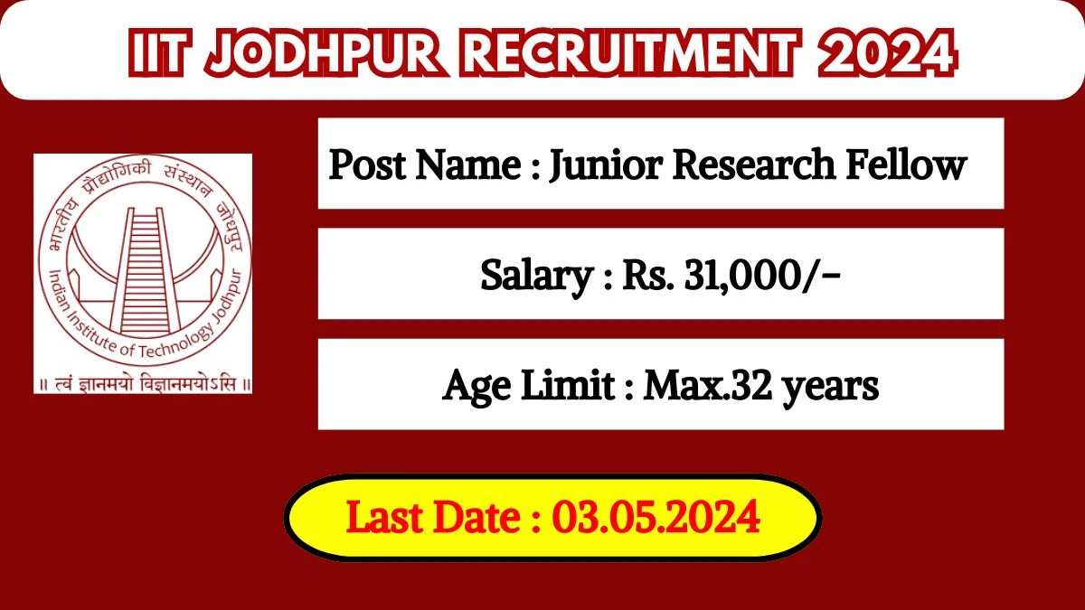IIT Jodhpur Recruitment 2024 New Notification Out, Check Post, Age, Salary, Qualification And Vital Details