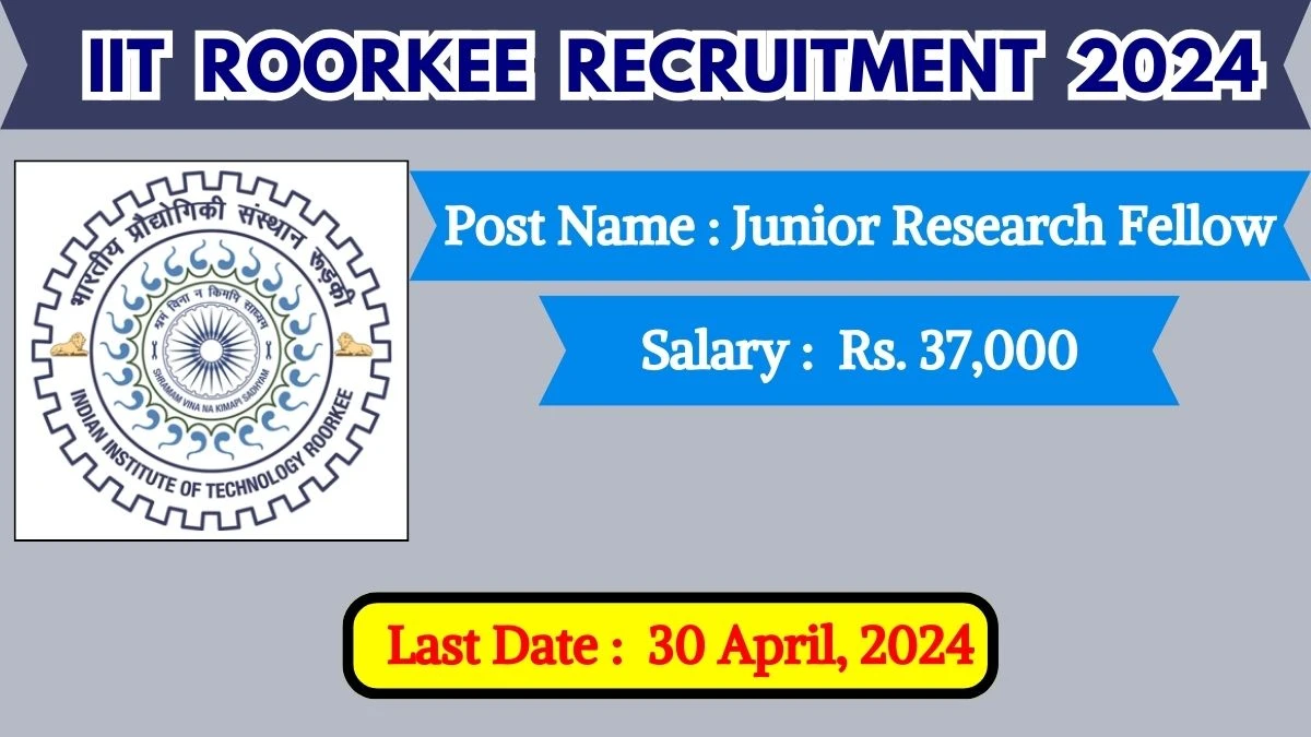 IIT Roorkee Recruitment 2024 Notification Out For 01 Vacancy, Check Posts, Qualification, Monthly Salary, And Other Details