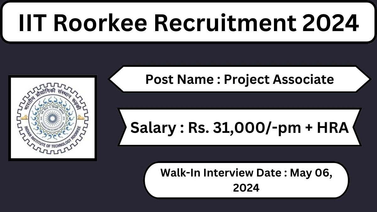 IIT Roorkee Recruitment 2024 Walk-In Interviews for Project Associate on May 06, 2024