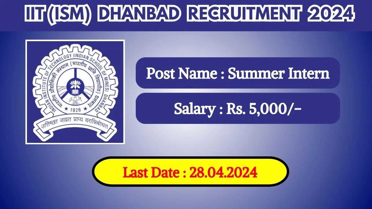 IIT(ISM) Dhanbad Recruitment 2024 Check Post, Salary, Age, Qualification And Other Vital Details