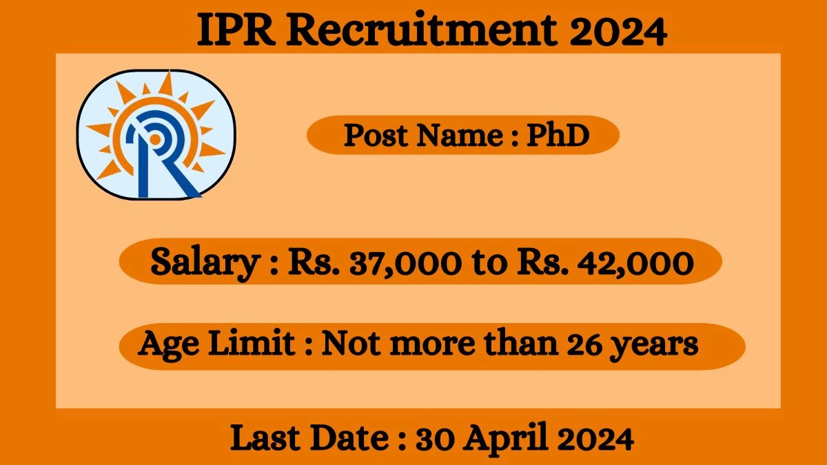 IPR Recruitment 2024 Notification Out For Vacancies, Check Posts, Qualification, Monthly Salary, And Other Details