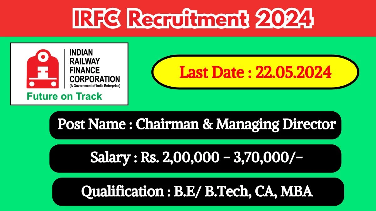 IRFC Recruitment 2024 New Notification Out, Check Post, Vacancies, Salary, Qualification, Age Limit and How to Apply