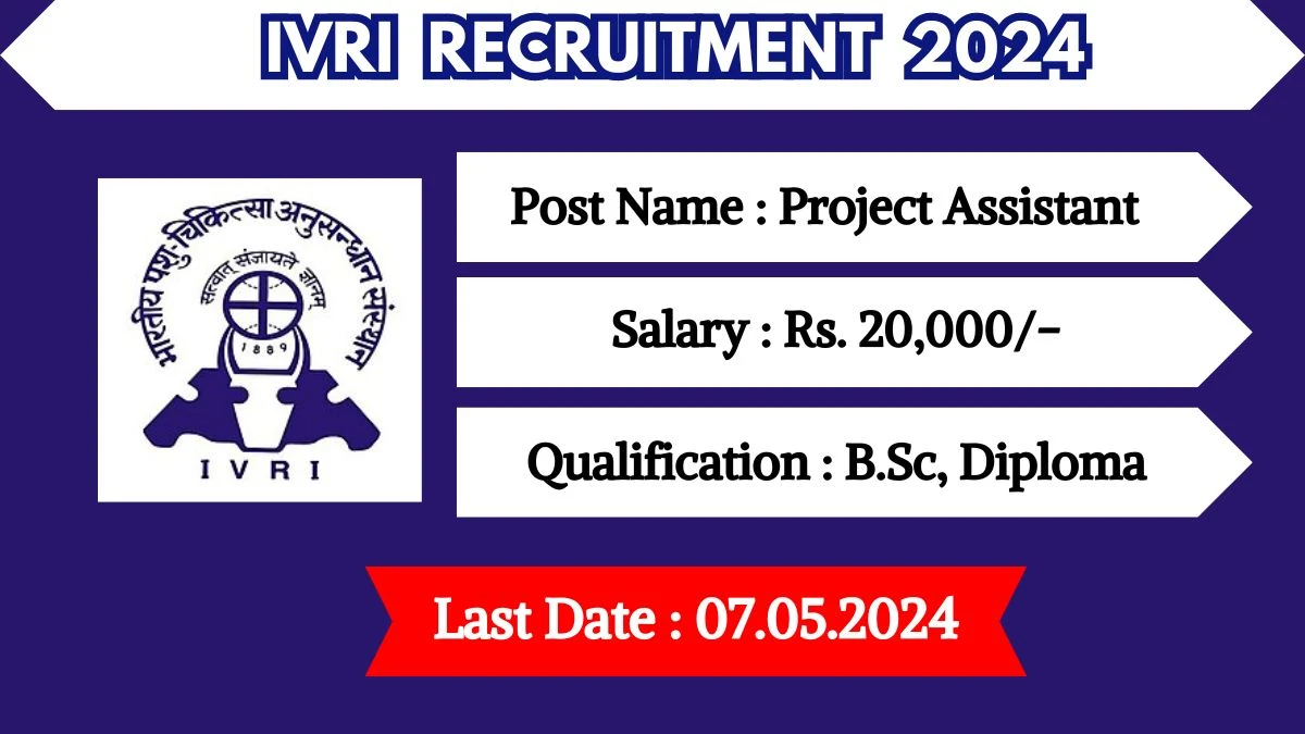 IVRI Recruitment 2024 New Notification Out, Check Post, Vacancies, Salary, Qualification, Age Limit and How to Apply