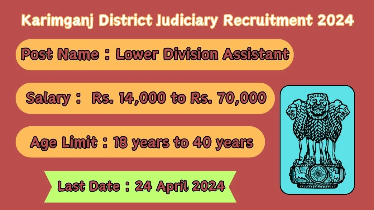 Karimganj District Judiciary Recruitment 2024 Notification Out For 02 Vacancies, Check Posts, Qualification, Monthly Salary, And Other Details