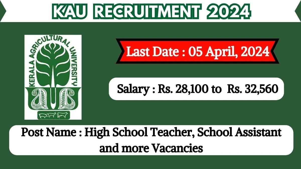 KAU Recruitment 2024 Check Post, Vacancies, Salary, And How To Apply
