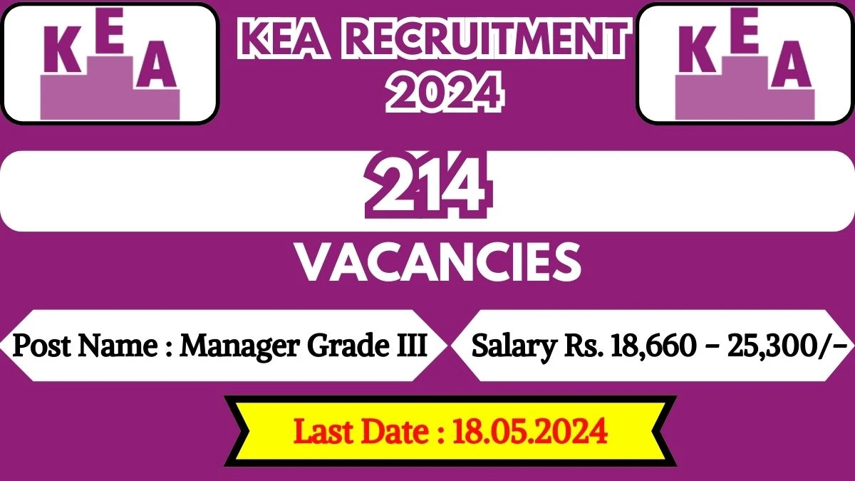 KEA Recruitment 2024 New Notification Out, Check Post, Vacancies, Salary, Qualification, Age Limit and Application Procedure