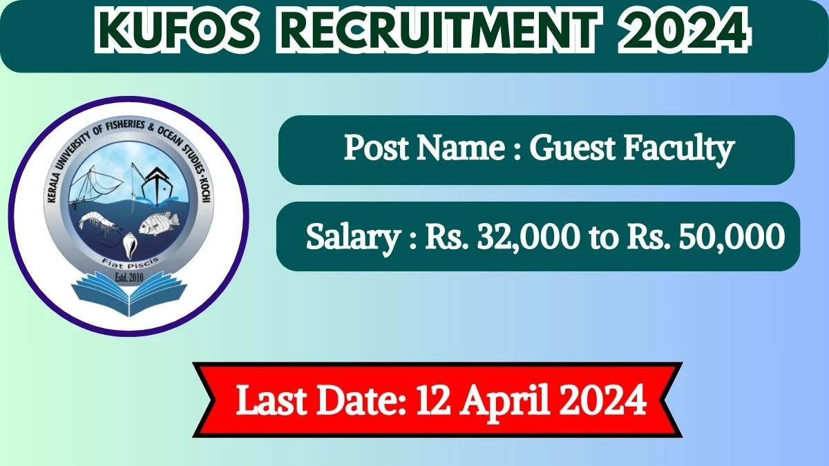 KUFOS Recruitment 2024 Salary Up to 50,000 Per Month, Check Posts, Vacancies, Age, Qualification And How To Apply