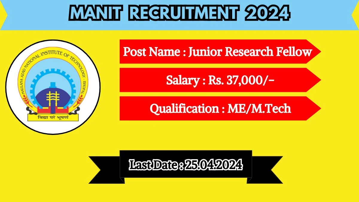 MANIT Recruitment 2024 Monthly Salary Up To 37,000, Check Posts, Vacancies, Qualification, Age, Selection Process and How To Apply