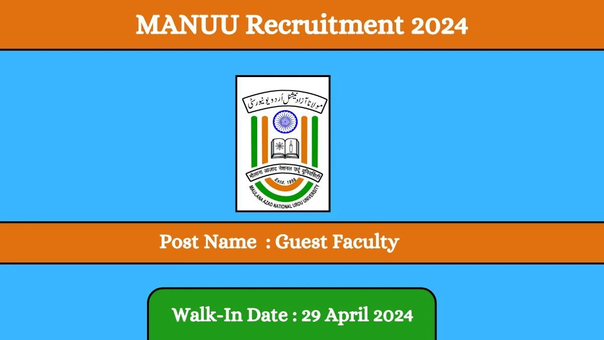 MANUU Recruitment 2024 Walk-In Interviews for Guest Faculty on 29 April 2024