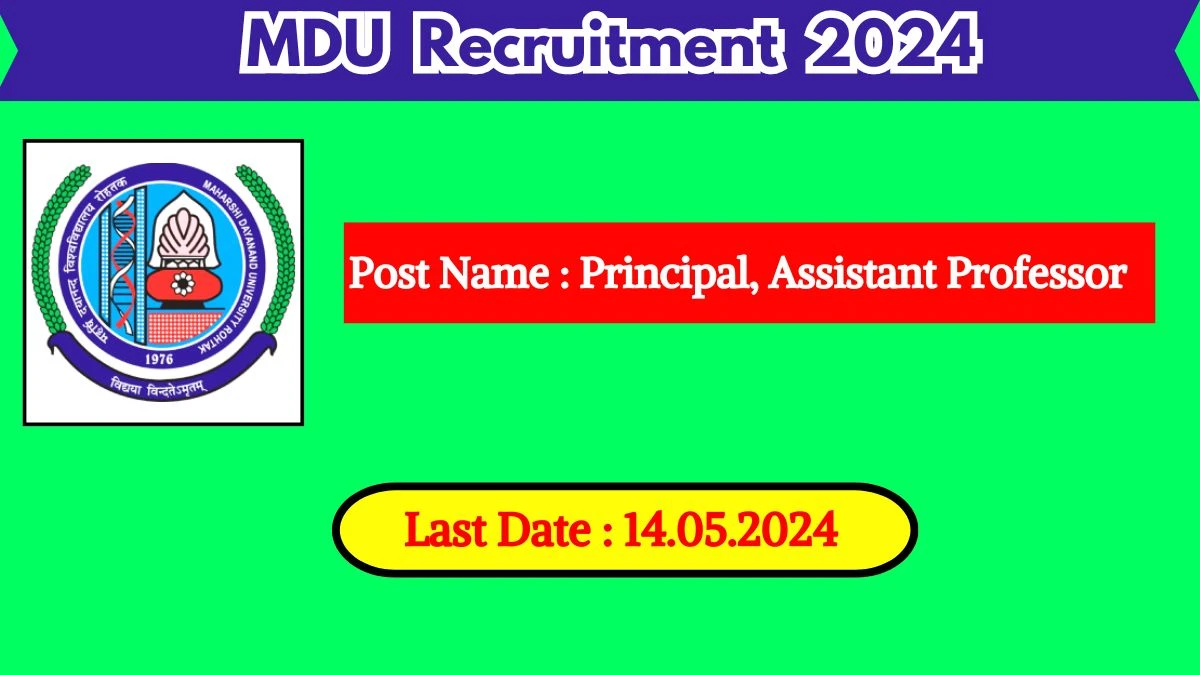 MDU Recruitment 2024 New Opportunity Out, Check Vacancy, Post, Qualification and Application Procedure