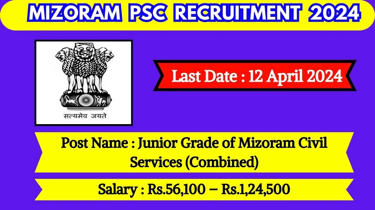 Mizoram PSC Recruitment 2024 Salary Up to 1,24,500 Per Month, Check Posts, Vacancies, Age, Qualification And How To Apply