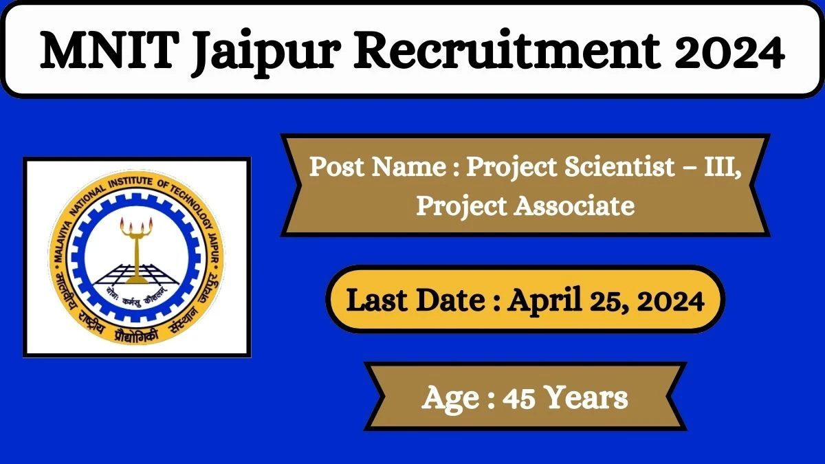 MNIT Jaipur Recruitment 2024 Check Posts, Salary, Qualification, Age Limit And How To Apply