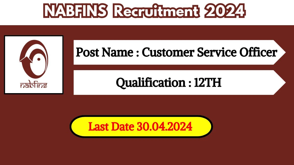 NABFINS Recruitment 2024 - Latest Customer Service Officer on 26 April 2024