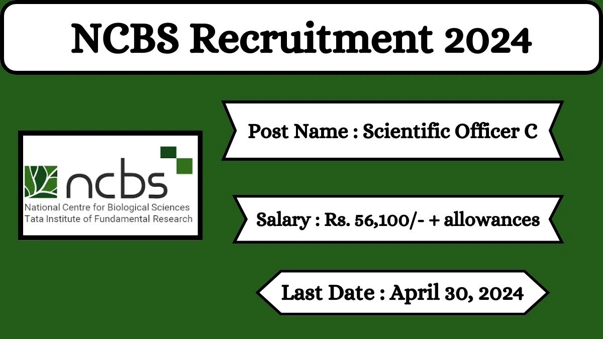 NCBS Recruitment 2024 Check Posts, Salary, Qualification, Selection Process And How To Apply