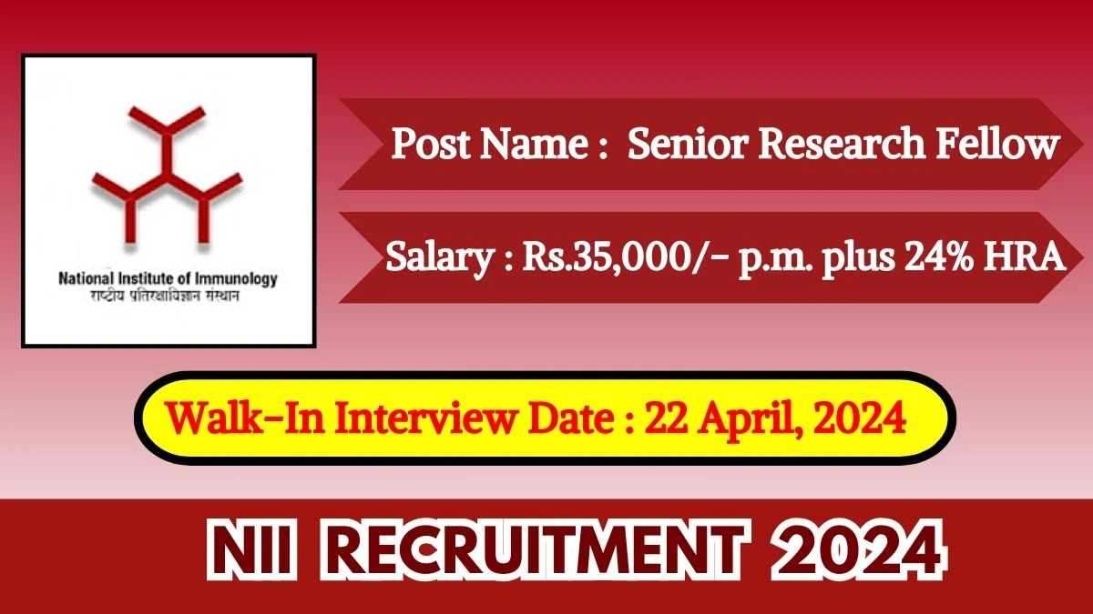 NII Recruitment 2024 Walk-In Interviews for Senior Research Fellow on April 22, 2024