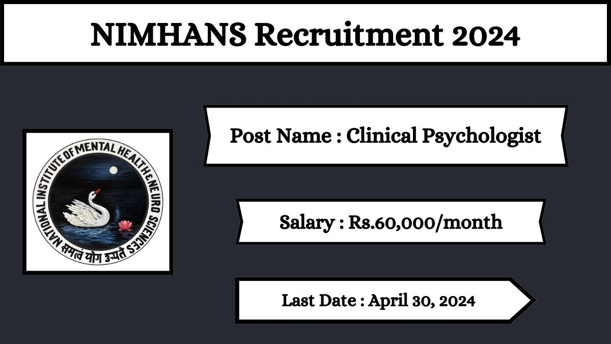 NIMHANS Recruitment 2024 Check Posts, Qualification And How To Apply