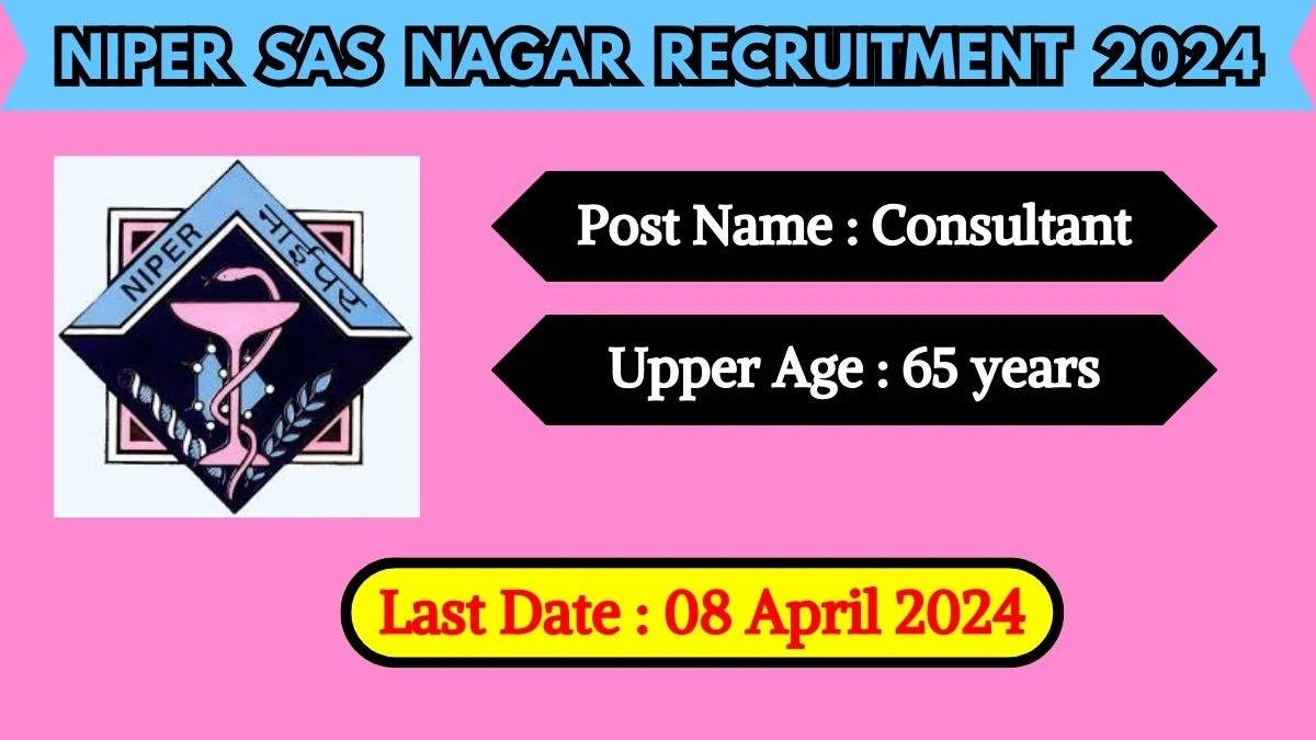 NIPER SAS Nagar Recruitment 2024 Notification Out For 04 Vacancies, Check Posts, Qualification, Monthly Salary, And Other Details