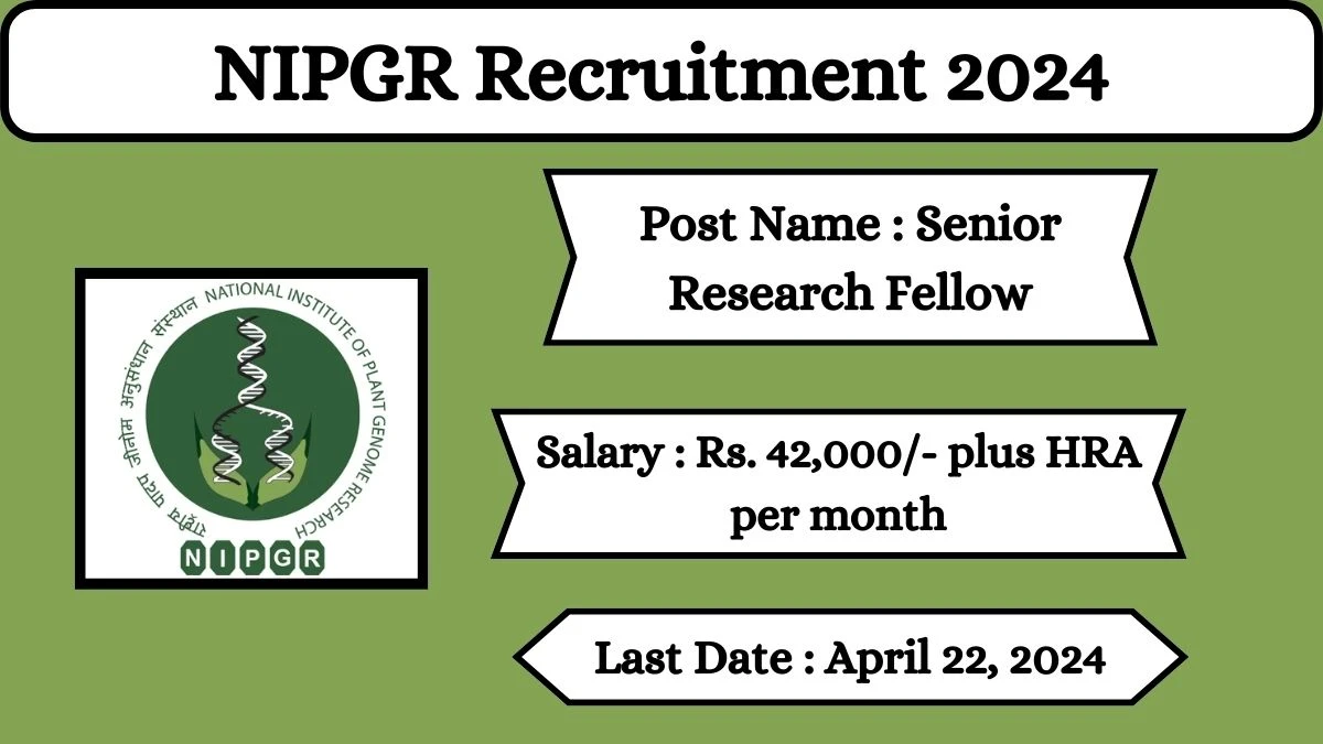 NIPGR Recruitment 2024 Check Posts, Salary, Qualification And How To Apply