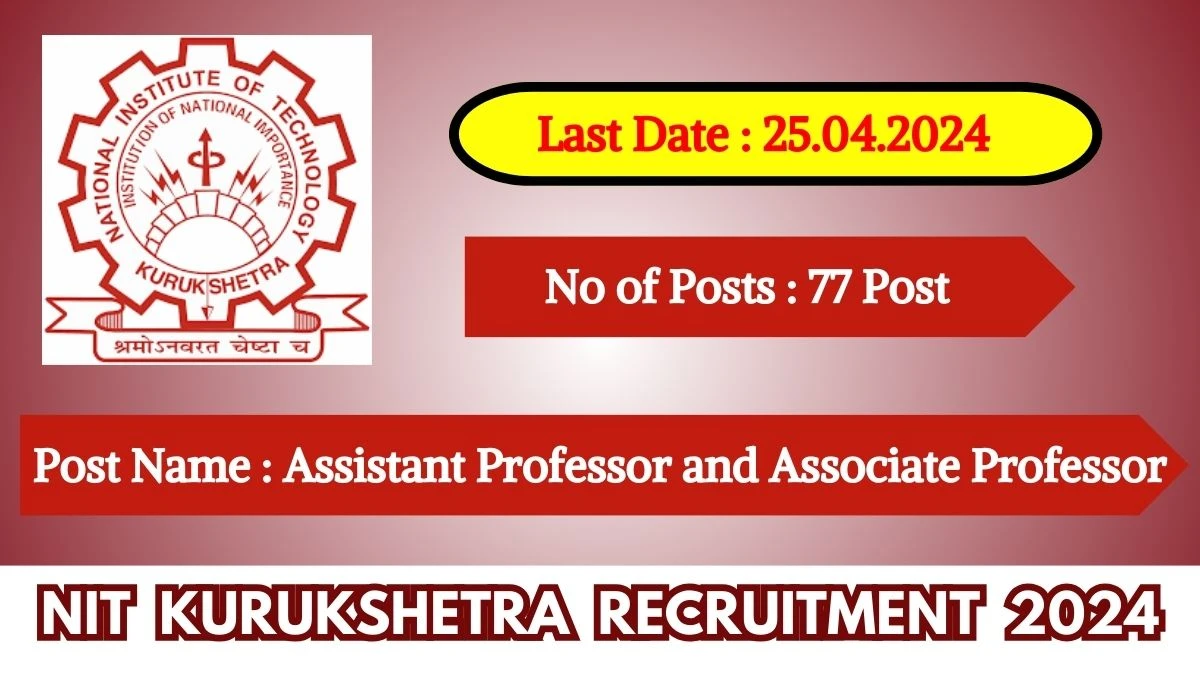 NIT Kurukshetra Recruitment 2024 Check Post, Age Limit, Vacancies, Salary, Qualification And Other Important Details