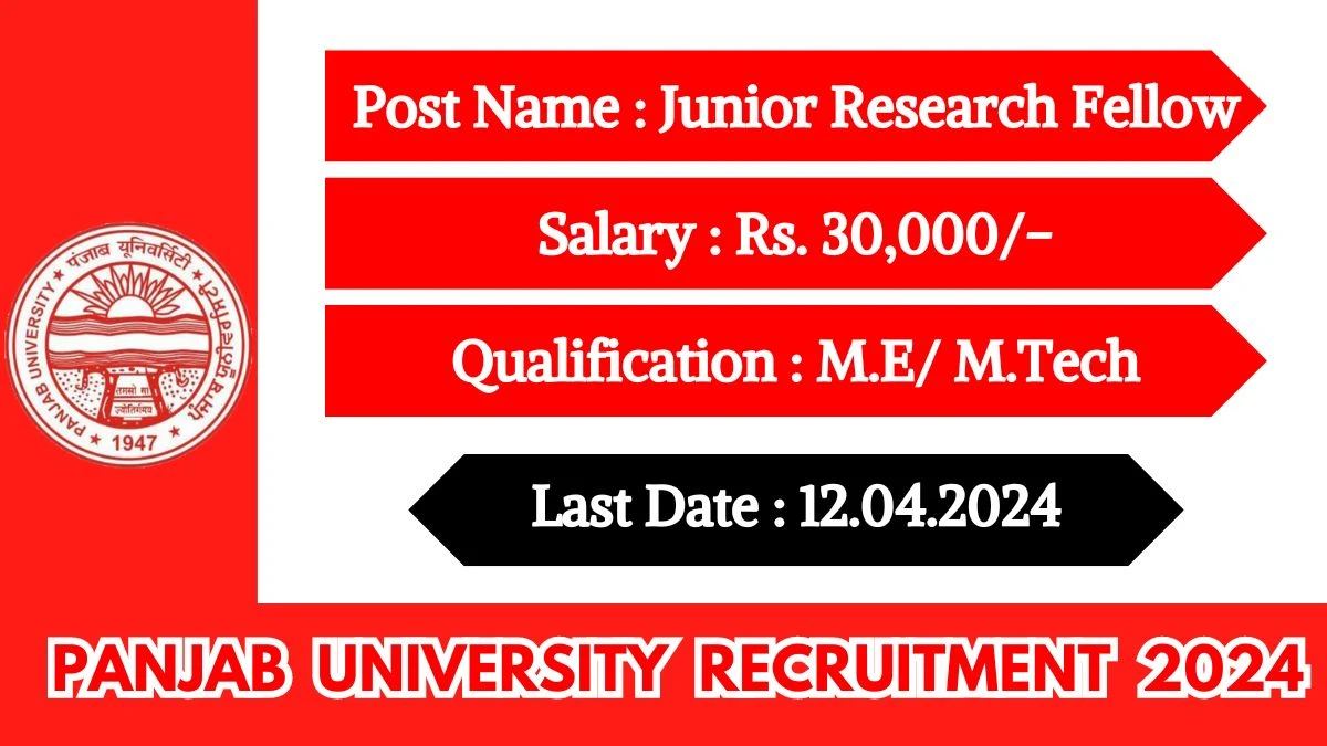 Panjab University Recruitment 2024 Monthly Salary Up To  30,000, Check Posts, Vacancies, Qualification, Age, Selection Process and How To Apply