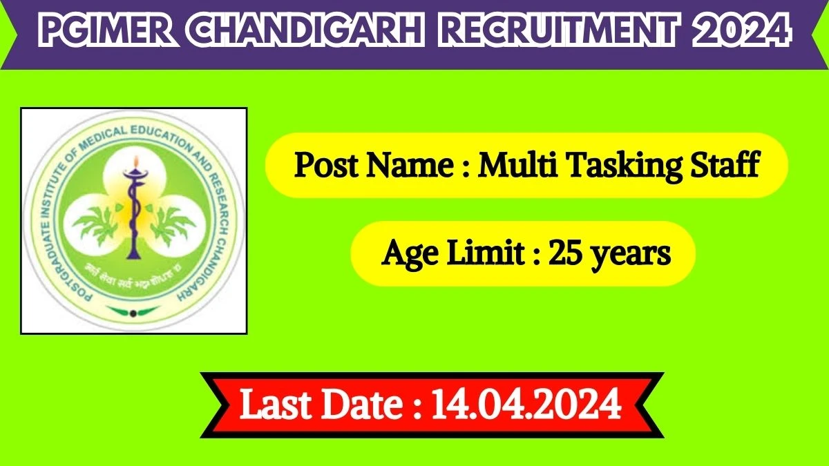 PGIMER Chandigarh Recruitment 2024 Check Posts, Qualifications, Salary, Selection Process And How To Apply