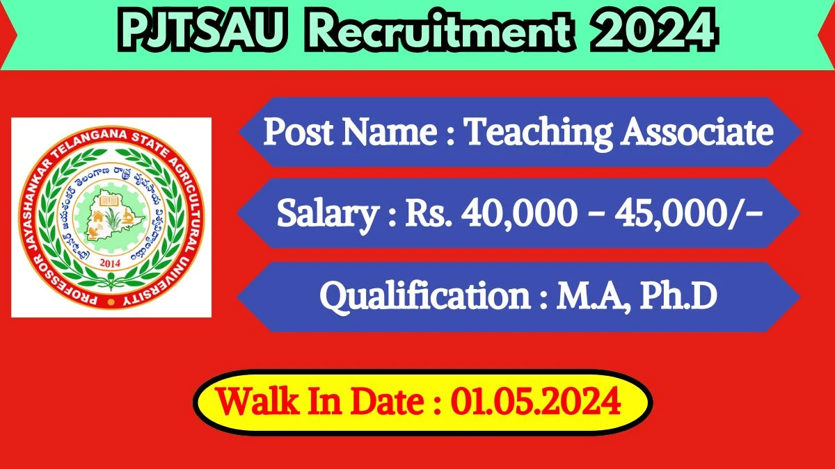 PJTSAU Recruitment 2024 Walk-In Interviews for Teaching Associate on 01.05.2024