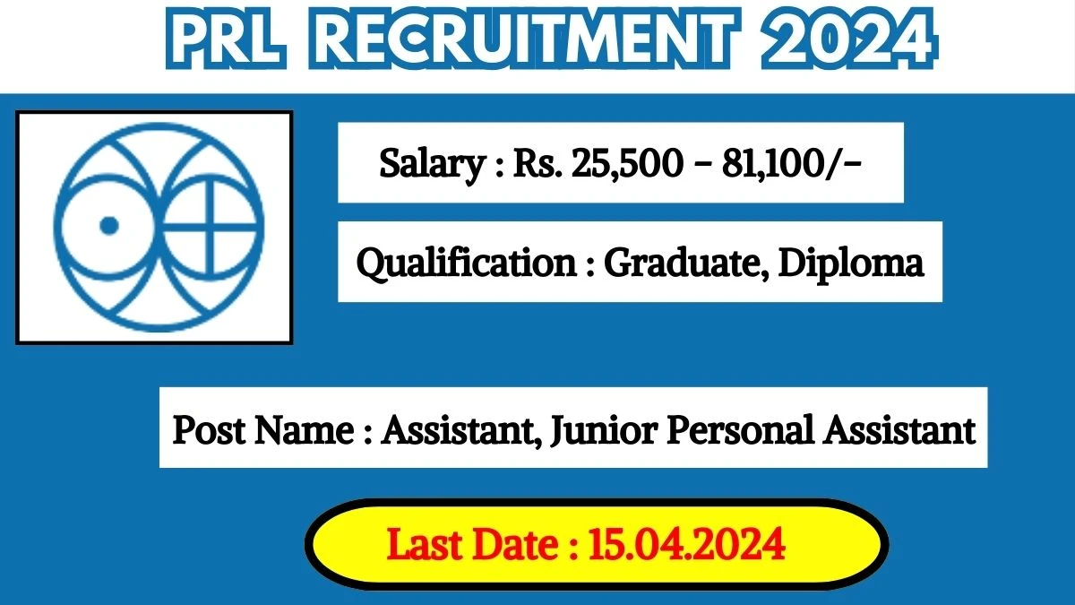 PRL Recruitment 2024 Monthly Salary Up To  81,100, Check Posts, Vacancies, Qualification, Age, Selection Process and How To Apply