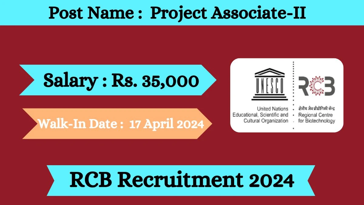 RCB Recruitment 2024 Walk-In Interviews for Project Associate-II on 17 April 2024