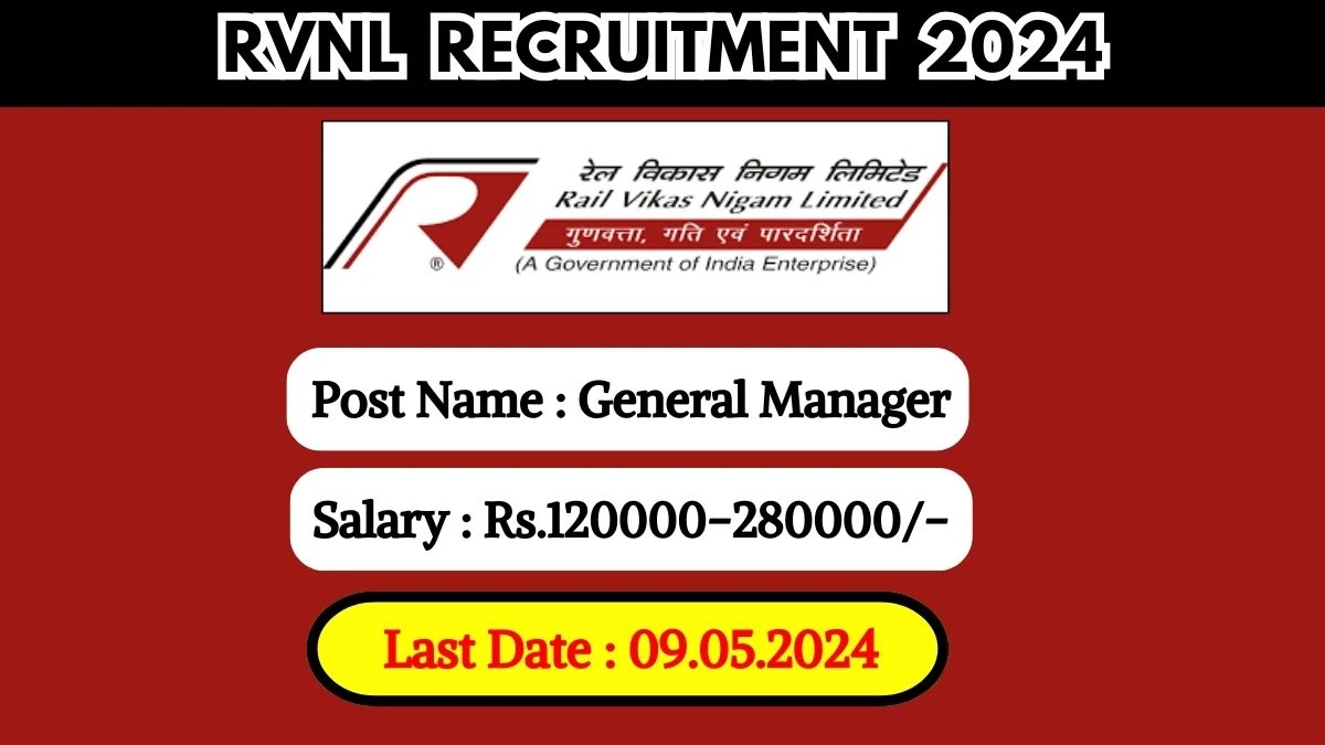 RVNL Recruitment 2024 Notification Out, Check Post, Salary, Age, Eligibility Details And Process To Apply