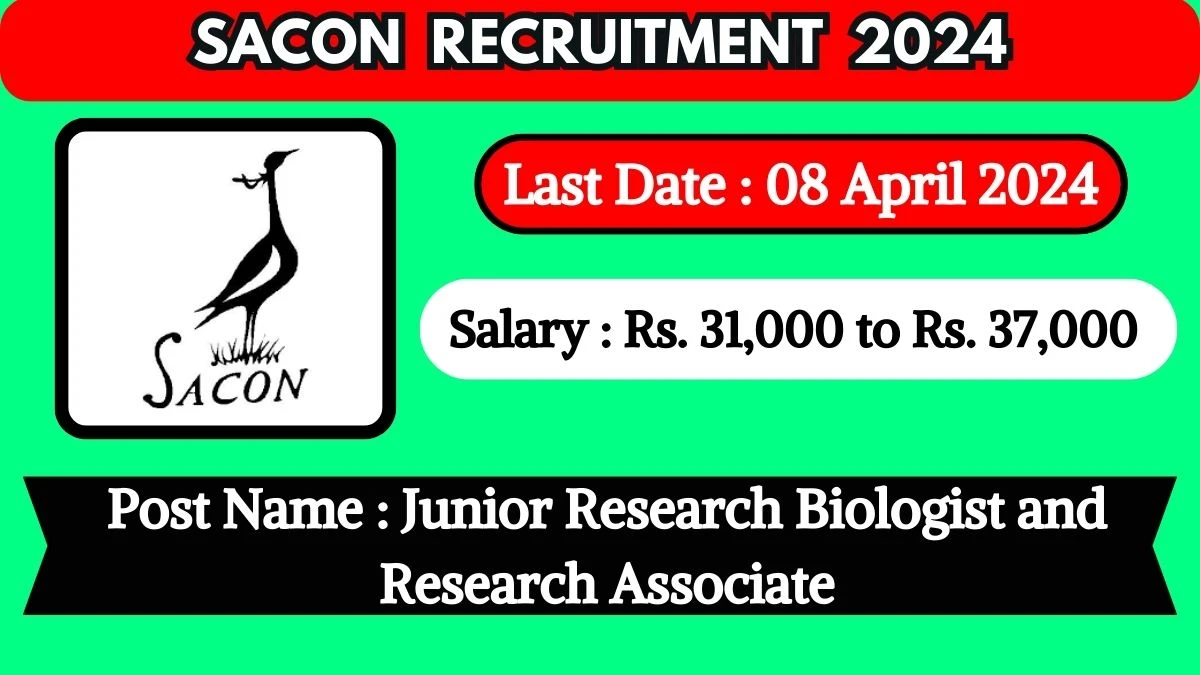 SACON Recruitment 2024: Check Post, Vacancies, Salary, Age Limit And How To Apply