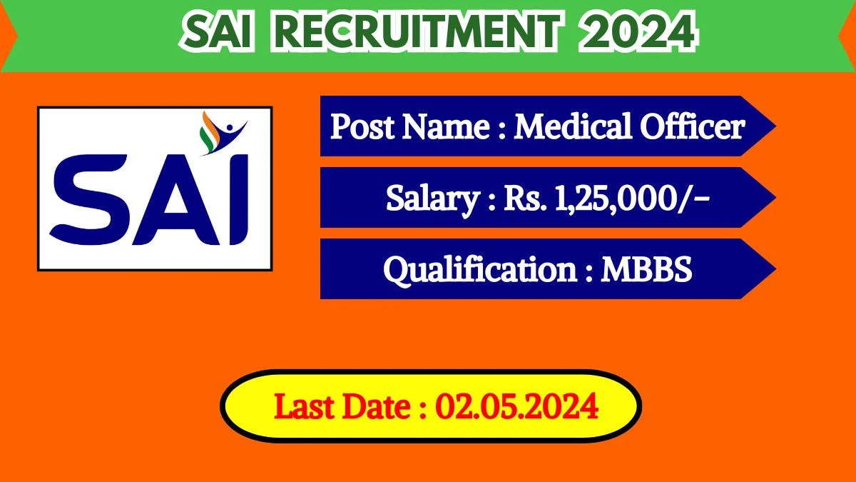 SAI Recruitment 2024 Monthly Salary Up To 1,25,000, Check Posts, Vacancies, Qualification, Age, Selection Process and How To Apply