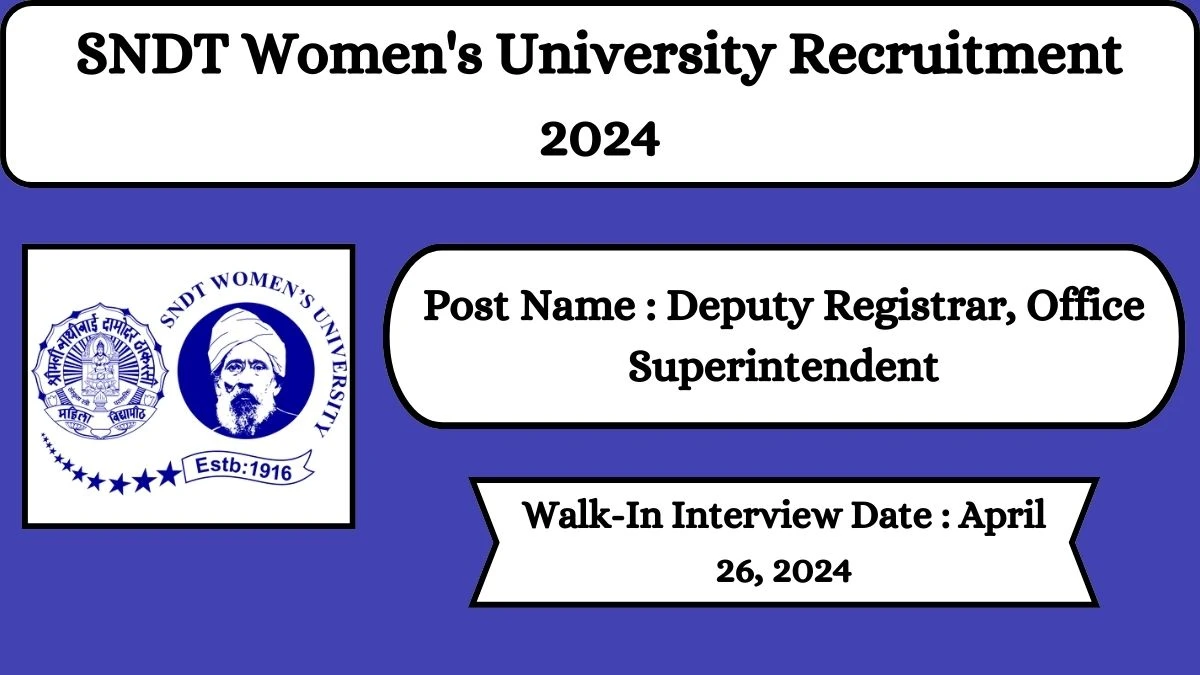 SNDT Women's University Recruitment 2024 Check Posts, Salary, Qualification And How To Apply