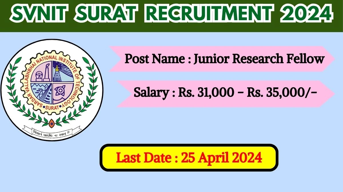 SVNIT Surat Recruitment 2024 Check Posts, Salary, Qualification, Selection Process And How To Apply