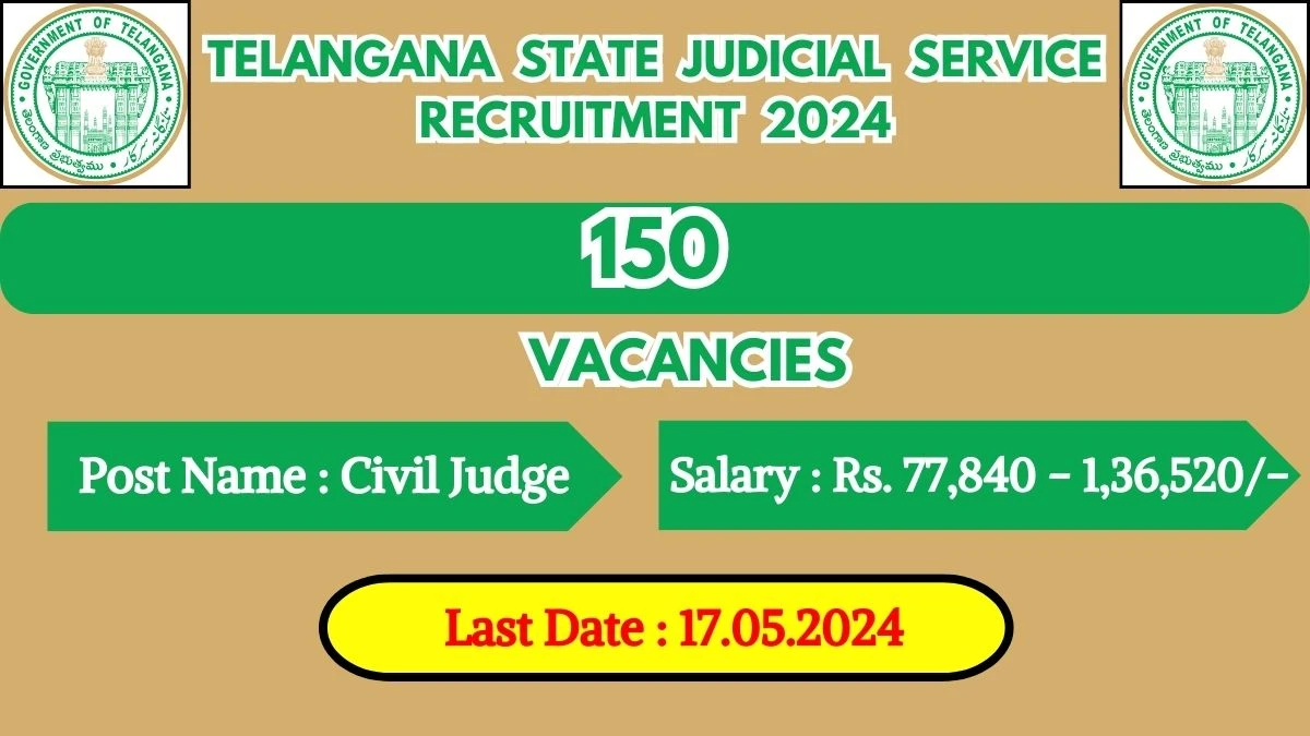 Telangana State Judicial Service Recruitment 2024 Monthly Salary Up To 1,36,520, Check Posts, Vacancies, Qualification, Age, Selection Process and How To Apply
