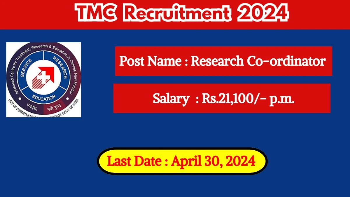TMC Recruitment 2024 Check Posts, Salary, Qualification And How To Apply