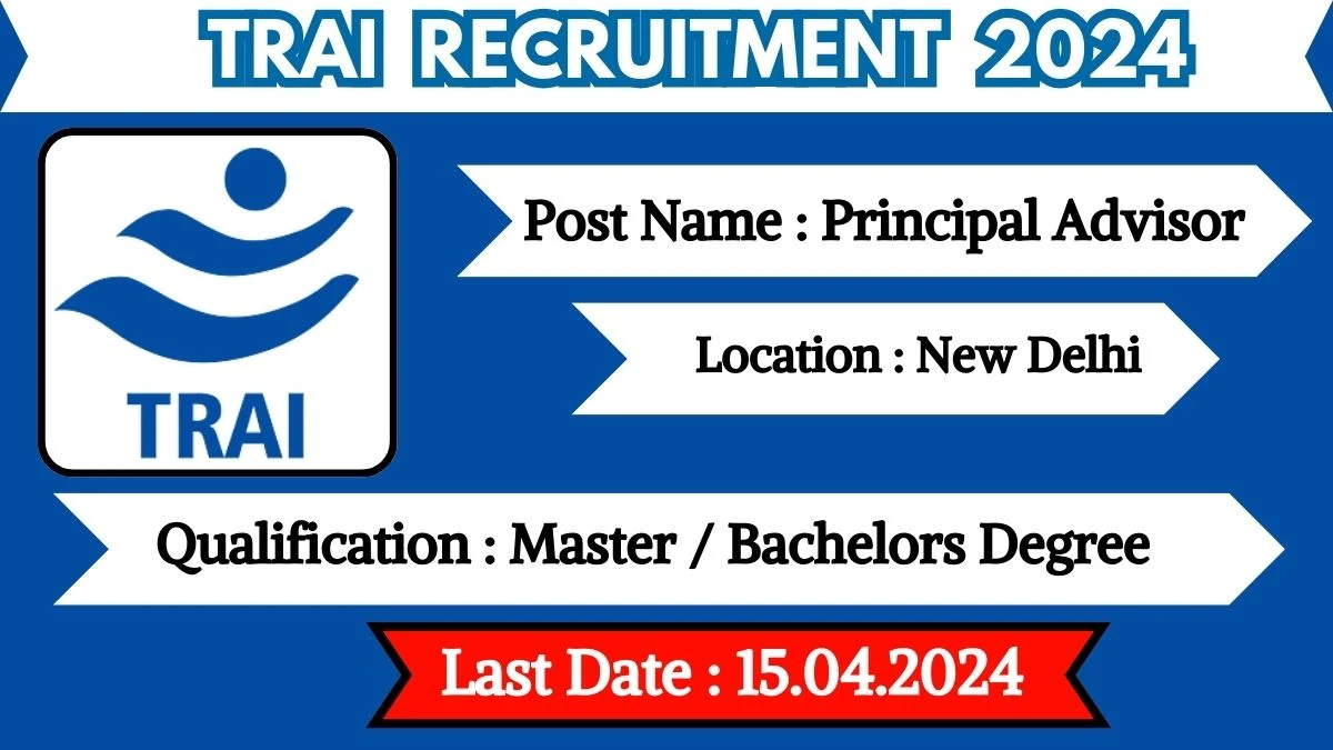 TRAI Recruitment 2024 New Opportunity Out, Check Vacancy, Post, Qualification, Salary and Application Procedure