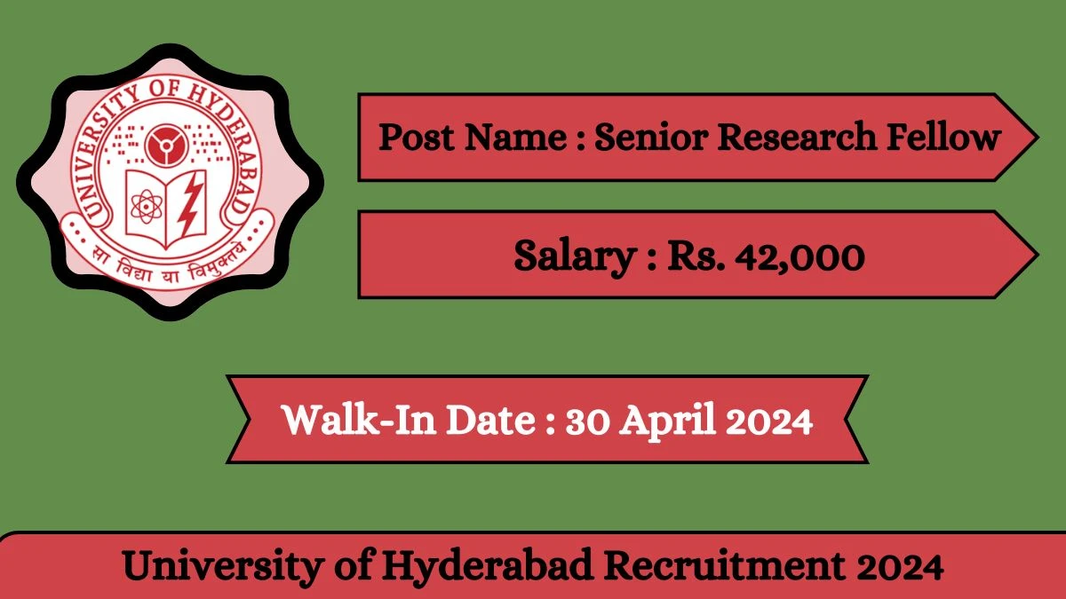 University of Hyderabad Recruitment 2024 Walk-In Interviews for Senior Research Fellow on 30 April 2024