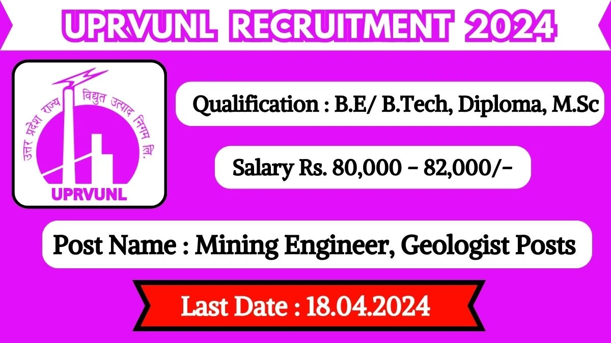 UPRVUNL Recruitment 2024 Monthly Salary Up To 82,000, Check Posts