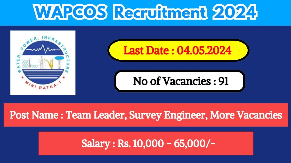 WAPCOS Recruitment 2024 - Latest Team Leader, Survey Engineer, More on 26 April 2024